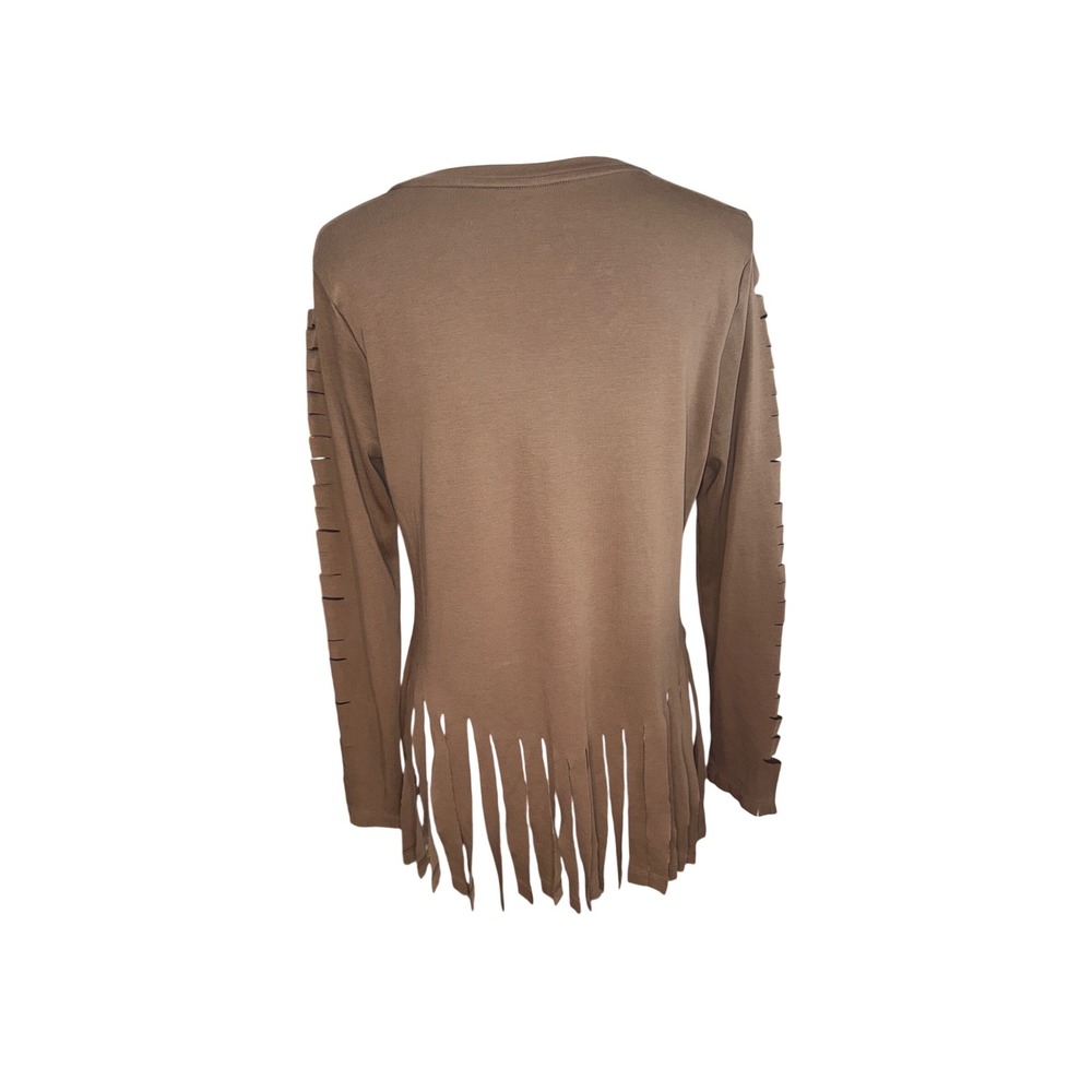 George Strait Fringe Brown Cut Long Sleeve Country Western Shirt Ladies M - Picture 3 of 6